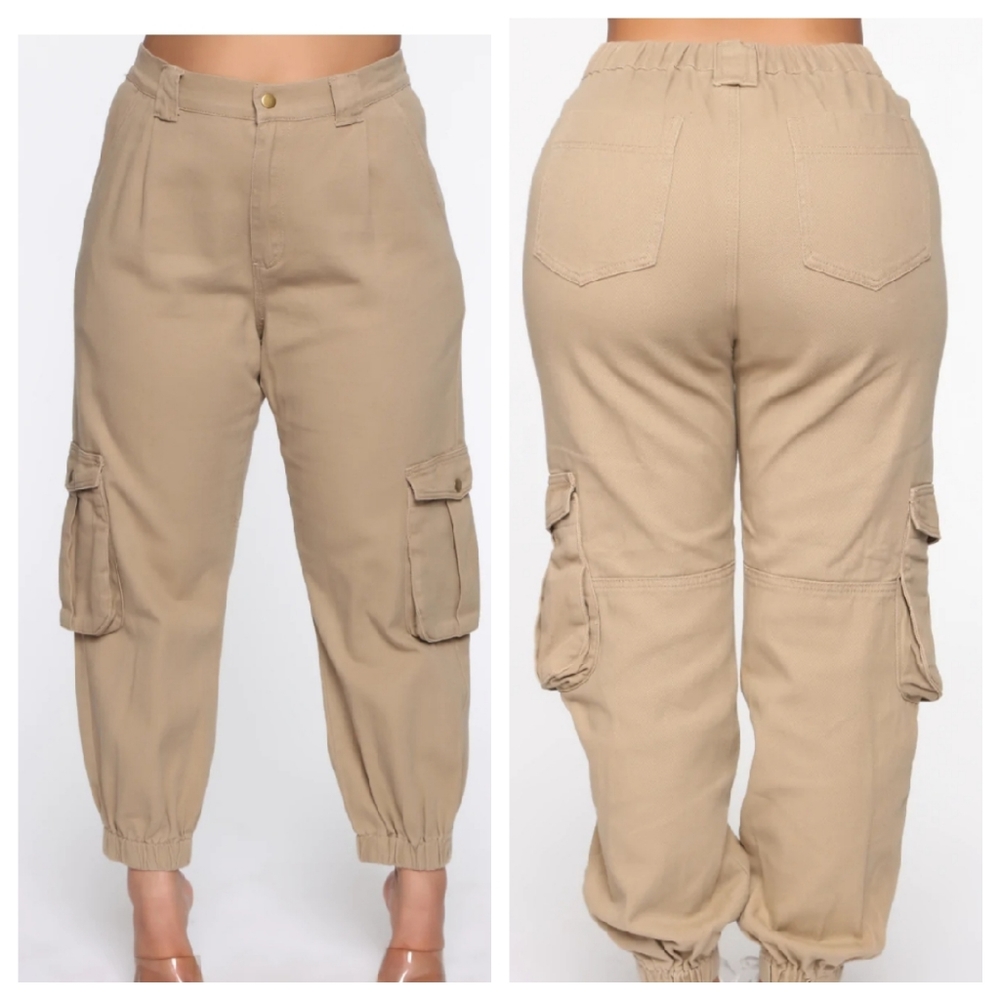 Fashion Nova Cargo High Waisted Pants Size XL - Picture 3 of 11
